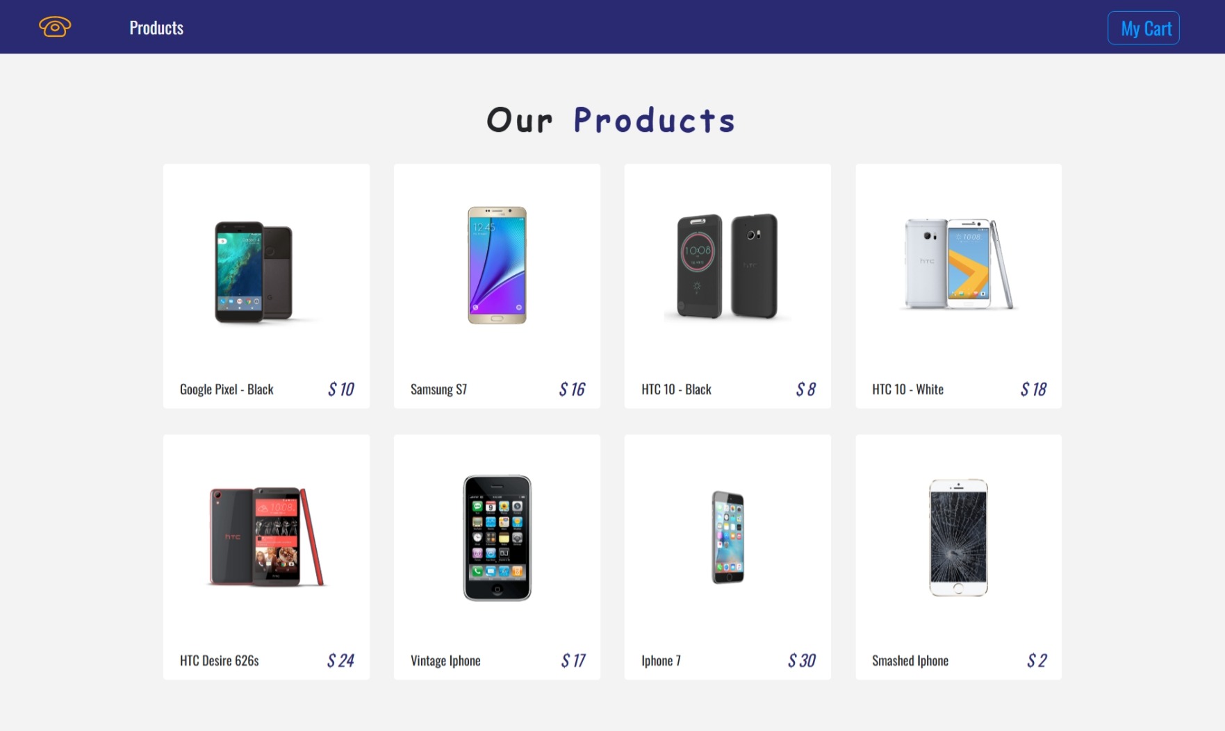 React Phone Store